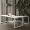 Bureau d’angle avec goulotte et piètement fermé – So Sierro