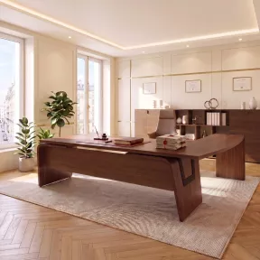 Bureau de direction avec piètement extérieur et grand retour – So Luna