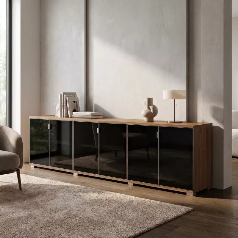 Armoire 6 portes verre, noyer américain | So Dinastia