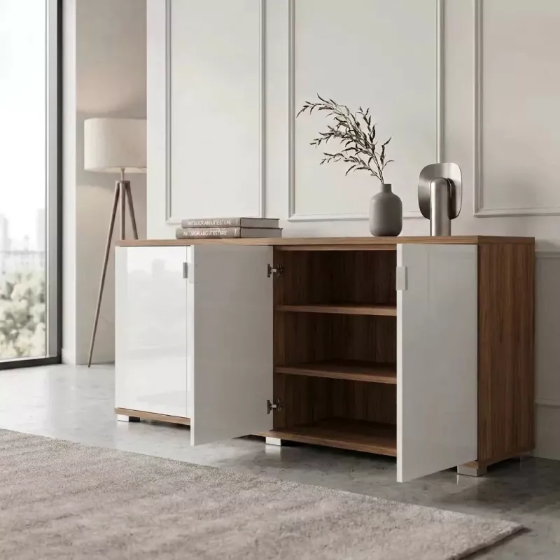 Armoire portes en verre, 2 étagères, L 200 x H 76 cm - So Dinastia