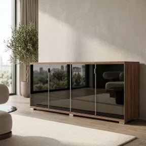 Armoire portes en verre, 2 étagères, L 200 x H 76 cm - So Dinastia