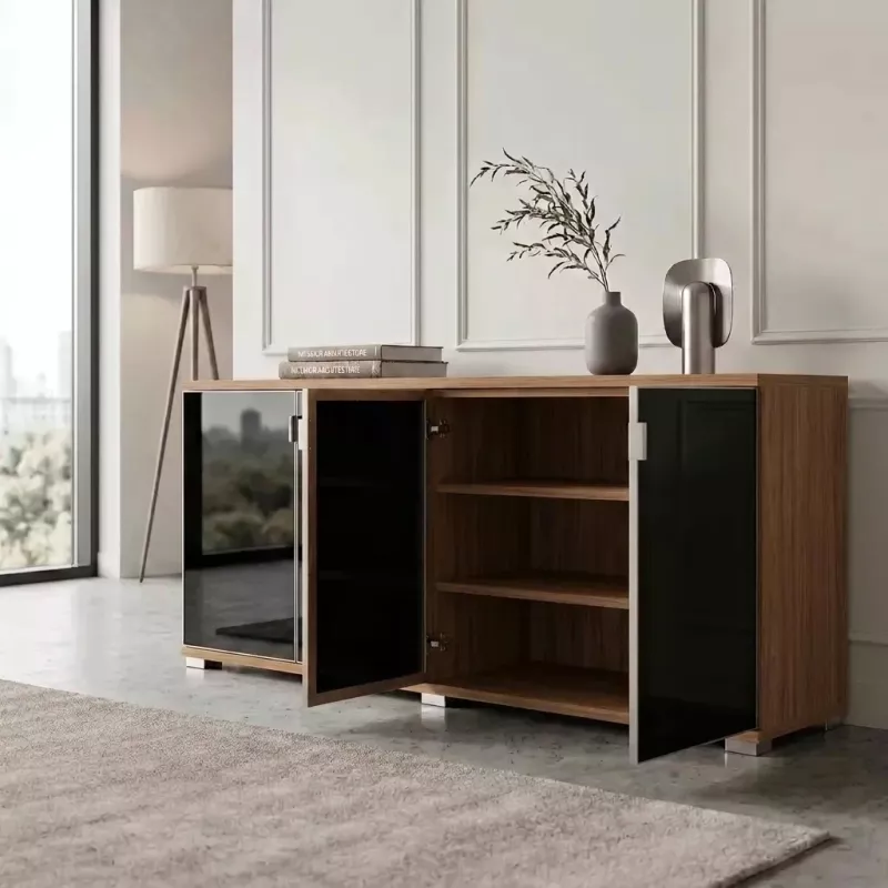 Armoire portes en verre, 2 étagères, L 200 x H 76 cm - So Dinastia