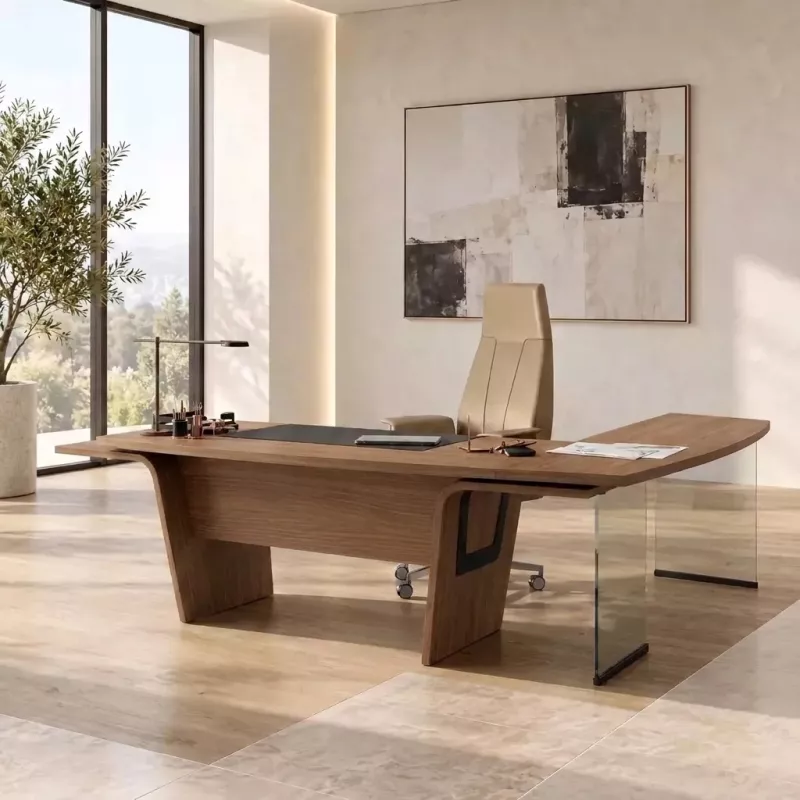 Bureau de direction avec retour long et piètement intérieur - So Luna