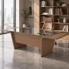 Bureau de direction plateau en verre avec piètement extérieur - So Luna