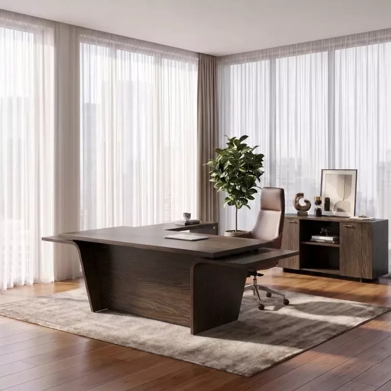 Bureau de direction avec retour réversible et piètement intérieur - So Luna