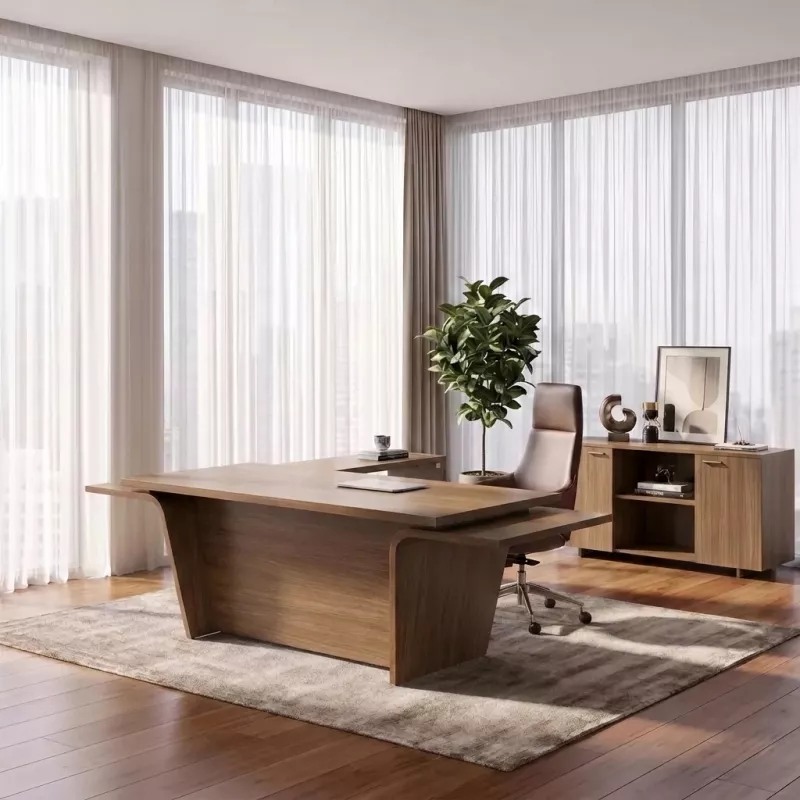 Bureau de direction avec retour réversible et piètement intérieur - So Luna