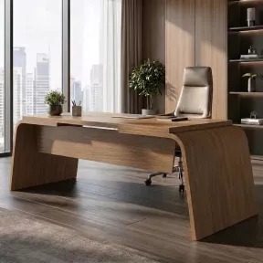 Bureau de direction design italien avec plateau courbe et piètement extérieur – So Luna