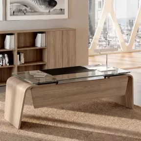 Bureau de direction plateau en verre avec piètement extérieur - So Luna