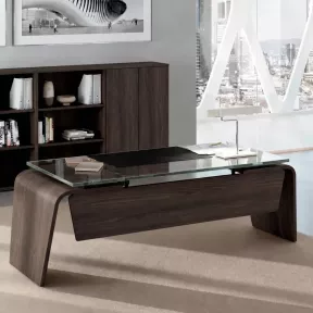 Bureau de direction plateau en verre avec piètement extérieur - So Luna