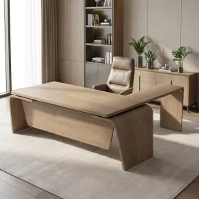Bureau de direction design italien avec retour et piètement extérieur – So Luna