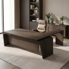 Bureau de direction design italien avec retour et piètement extérieur – So Luna