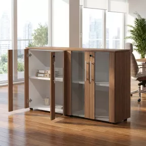 Armoire fermée, portes vitrées H 81 cm, 2 ensembles - So Flora