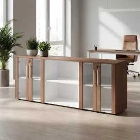 Armoire basse H 81 cm, 3 éléments – 2 paires de portes vitrées – So Flora