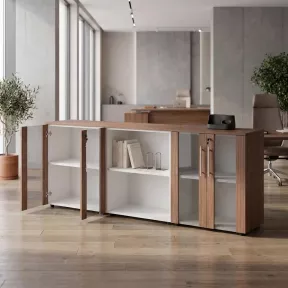 Armoire basse H 81 cm, 3 éléments – 2 paires de portes vitrées – So Flora
