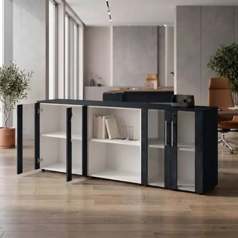 Armoire basse H 81 cm, 3 éléments – 2 paires de portes vitrées – So Flora