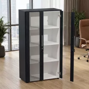 Armoire fermée, portes vitrées H 160 cm, 1 ensemble - So Flora