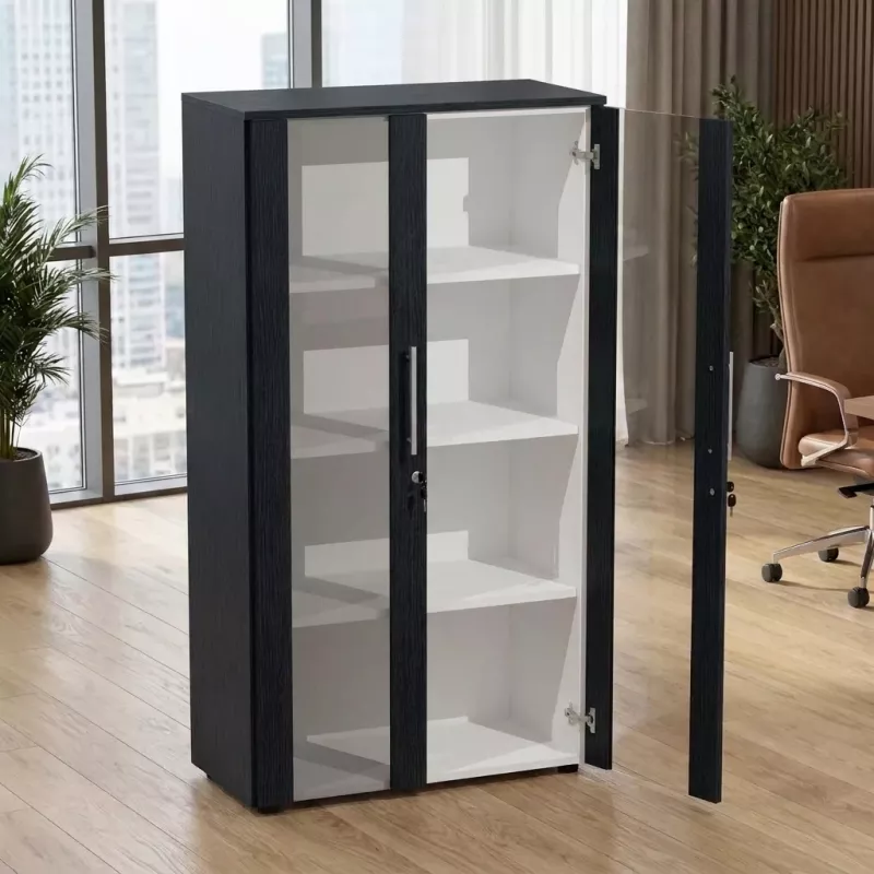 Armoire fermée, portes vitrées H 160 cm, 1 ensemble - So Flora
