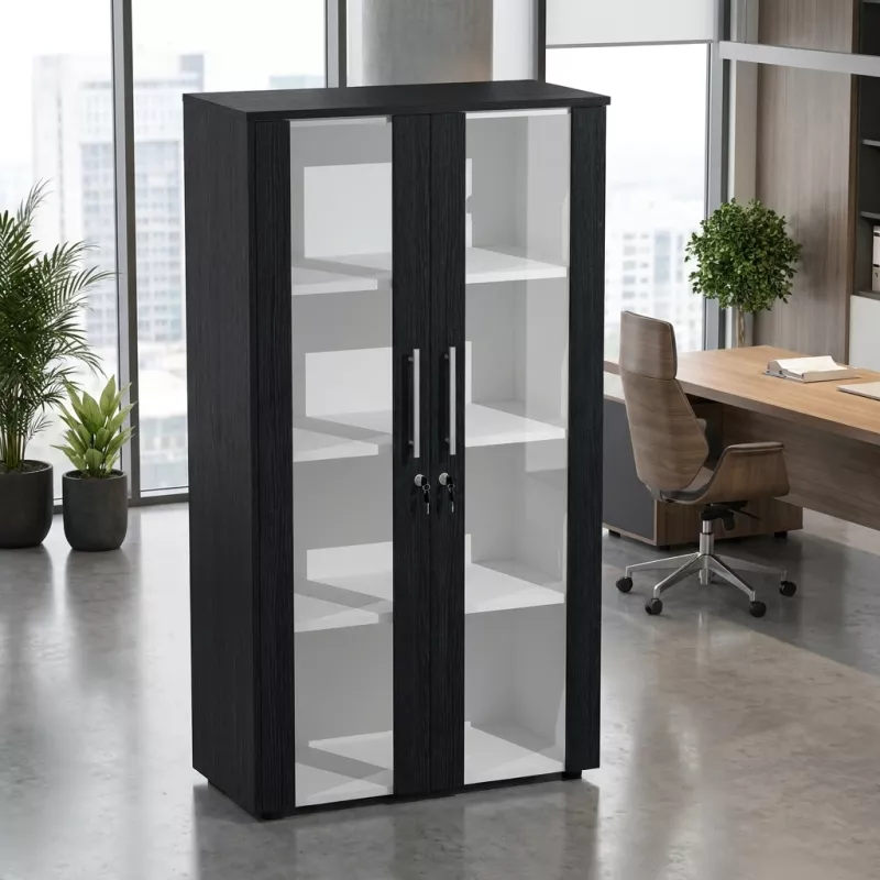 Armoire fermée, portes vitrées H 160 cm, 1 ensemble - So Flora