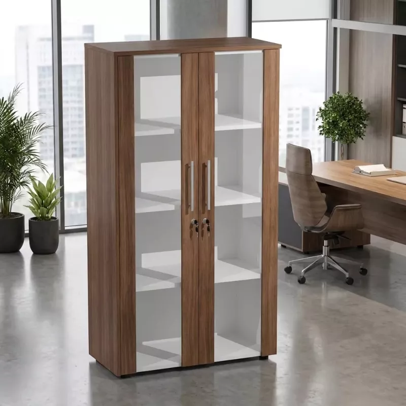 Armoire fermée, portes vitrées H 160 cm, 1 ensemble - So Flora