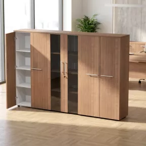 Armoire basse H 160 cm, 3 éléments, 1 paire de portes vitrées – So Flora
