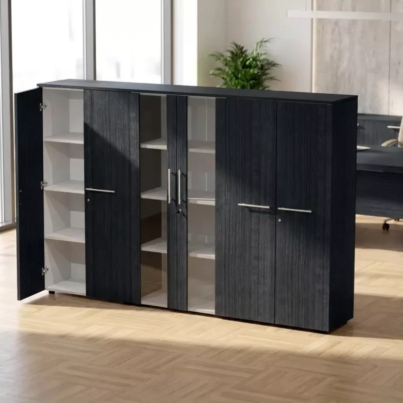 Armoire basse H 160 cm, 3 éléments, 1 paire de portes vitrées – So Flora