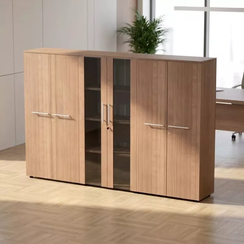 Armoire basse H 160 cm, 3 éléments, 1 paire de portes vitrées – So Flora