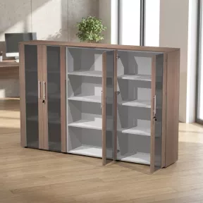 Armoire basse H 160 cm, 3 éléments – 2 paires de portes vitrées – So Flora