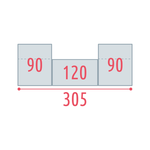 Largeur 305cm