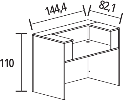 144.40 x 82.10 x 110 cm