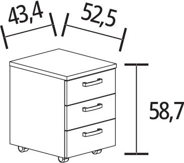 Caisson de bureau mobile - Métallique