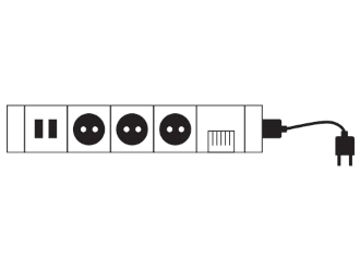 3 prises 16A + 2 RJ45