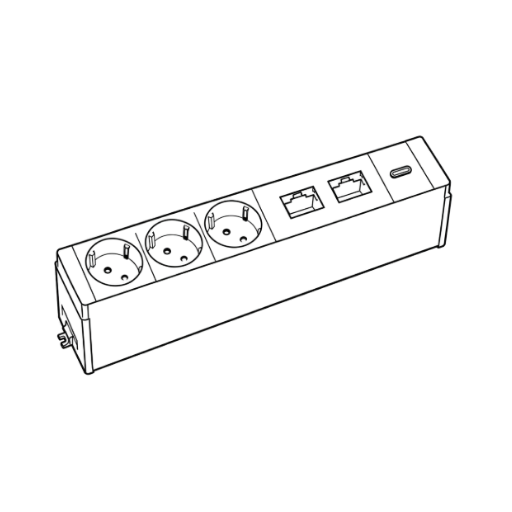 3 prises + 2 RJ45 + 1 USB C