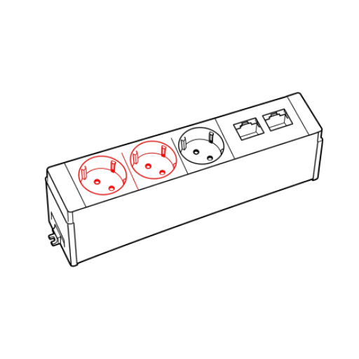 2 prises ASI + 1 prise + 2 RJ45