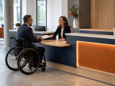 Banque d’accueil PMR : normes, dimensions et conseils d’aménagement